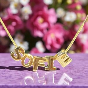 925 Sterling Silver 5 Letter Personalize Mini Charm Necklace w Chain